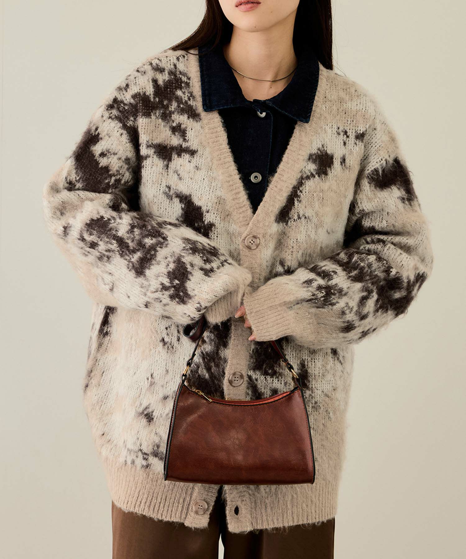 [さらに50%OFF]nAvy  モヘアタッチマーブルカーディガン レディース商品画像-3