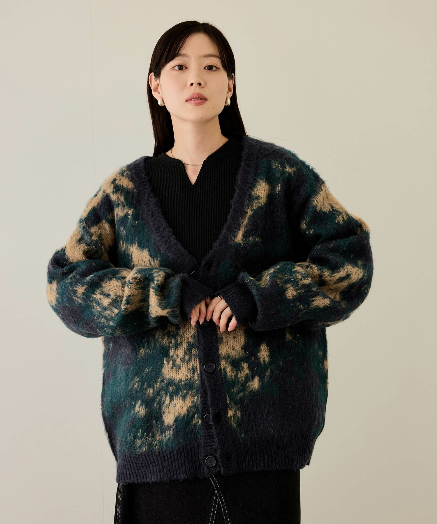 [さらに50%OFF]nAvy  モヘアタッチマーブルカーディガン レディース商品画像-5