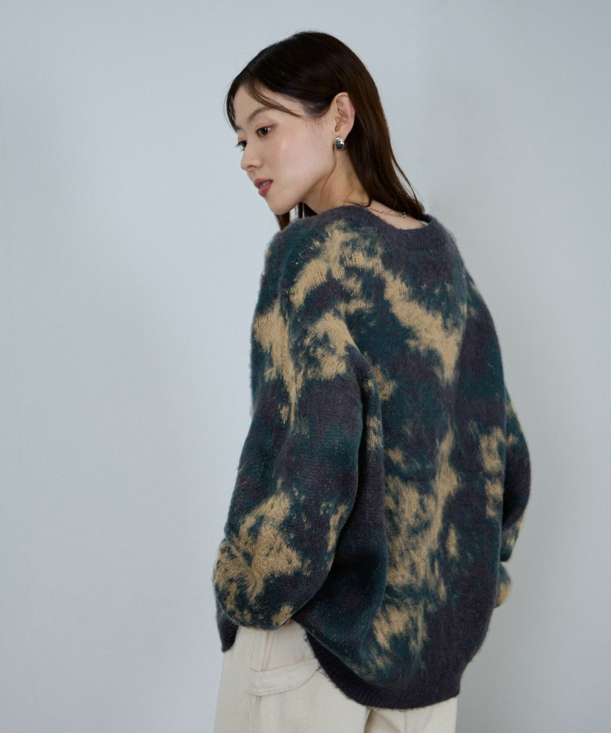 nAvy モヘアタッチマーブルカーディガン レディース