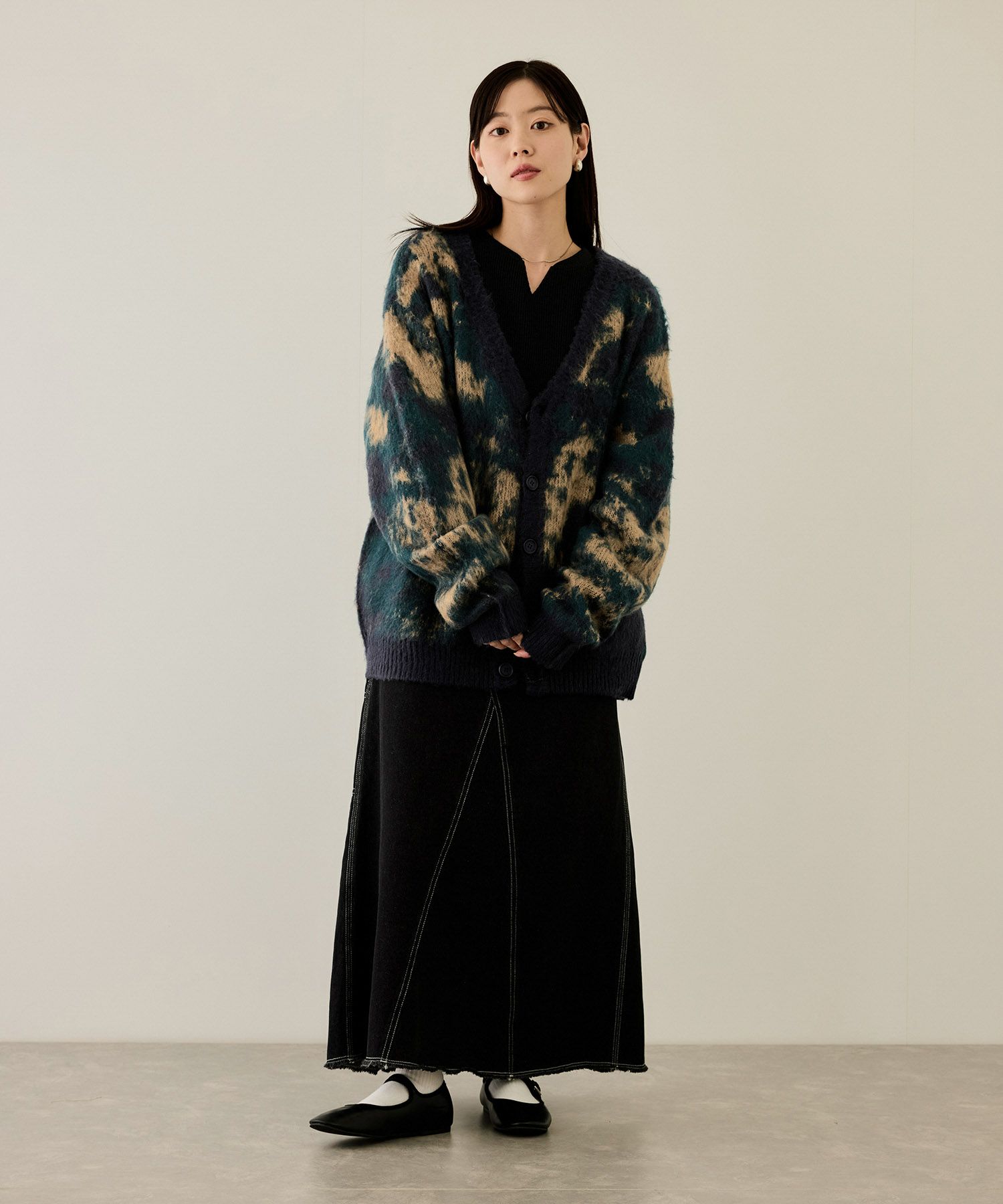[さらに50%OFF]nAvy  モヘアタッチマーブルカーディガン レディース商品画像-7