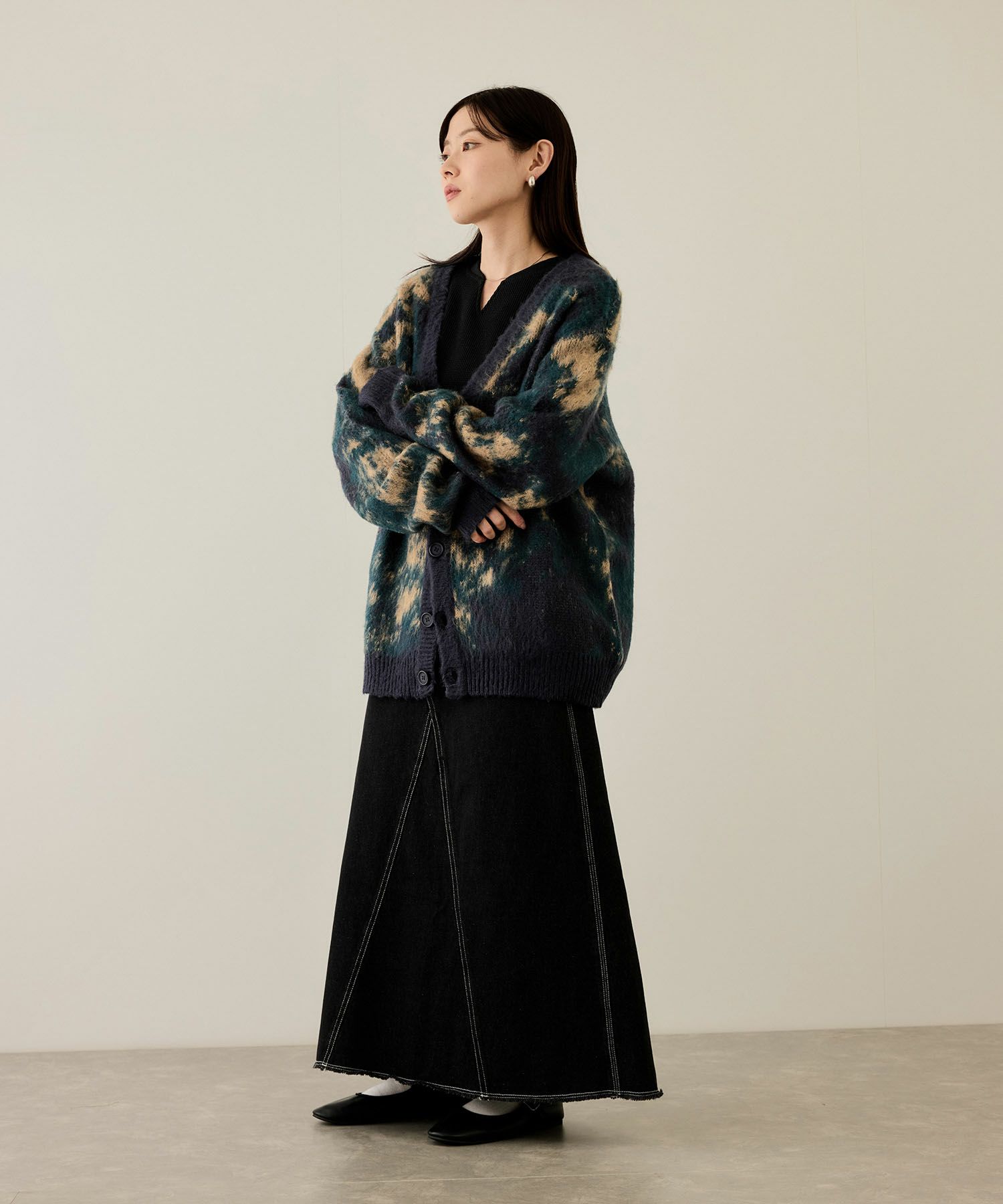 [さらに50%OFF]nAvy  モヘアタッチマーブルカーディガン レディース商品画像-8