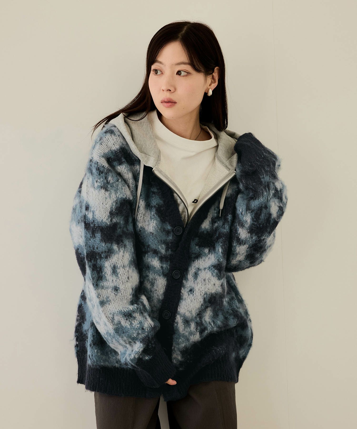 [さらに50%OFF]nAvy  モヘアタッチマーブルカーディガン レディース商品画像-10