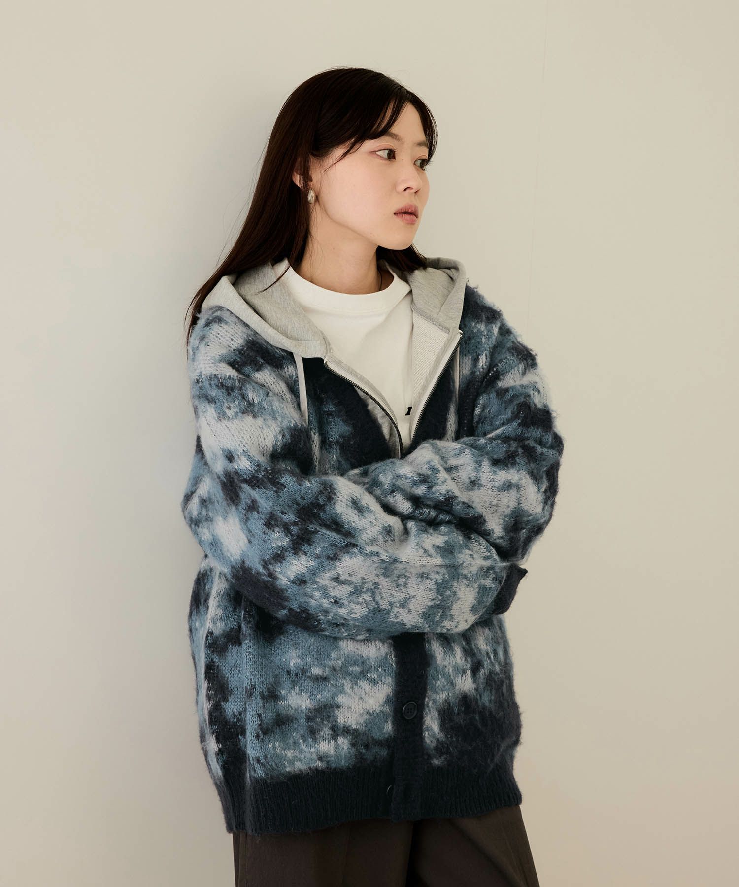 nAvy  モヘアタッチマーブルカーディガン レディース商品画像-11