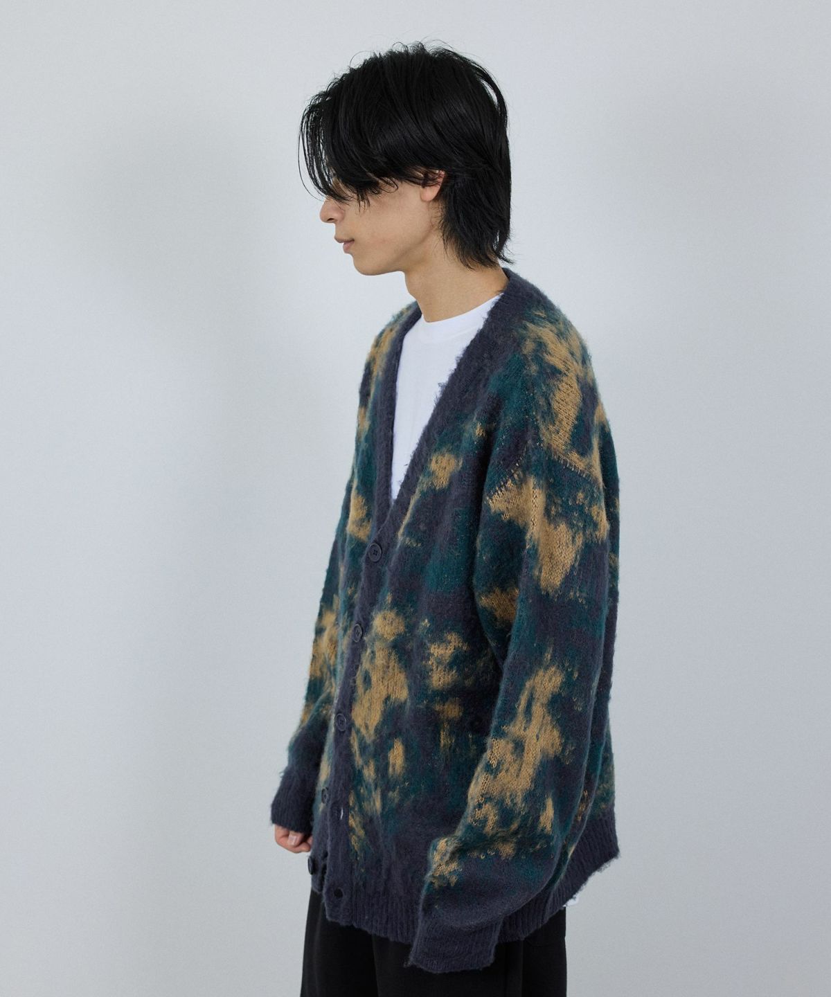 nAvy モヘアタッチマーブルカーディガン レディース