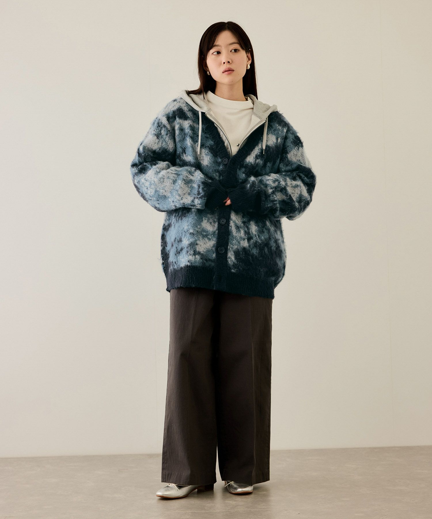 [値下げ]nAvy  モヘアタッチマーブルカーディガン レディース商品画像-12