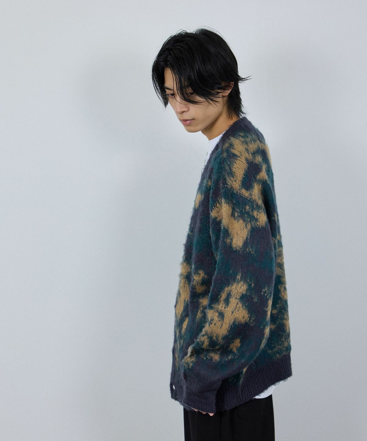 nAvy モヘアタッチマーブルカーディガン レディース