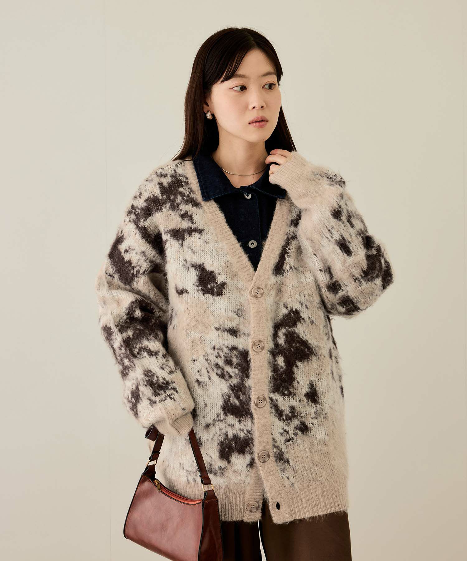 [値下げ]nAvy  モヘアタッチマーブルカーディガン レディース商品サムネイル-14