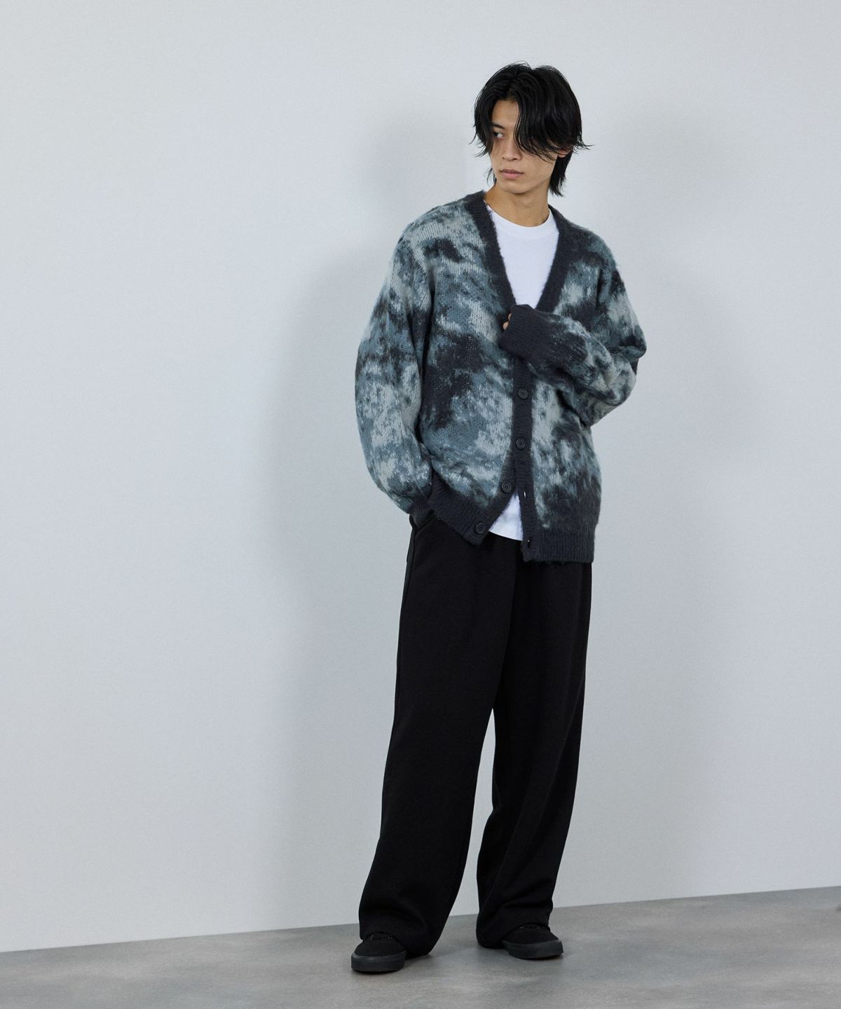 nAvy モヘアタッチマーブルカーディガン レディース