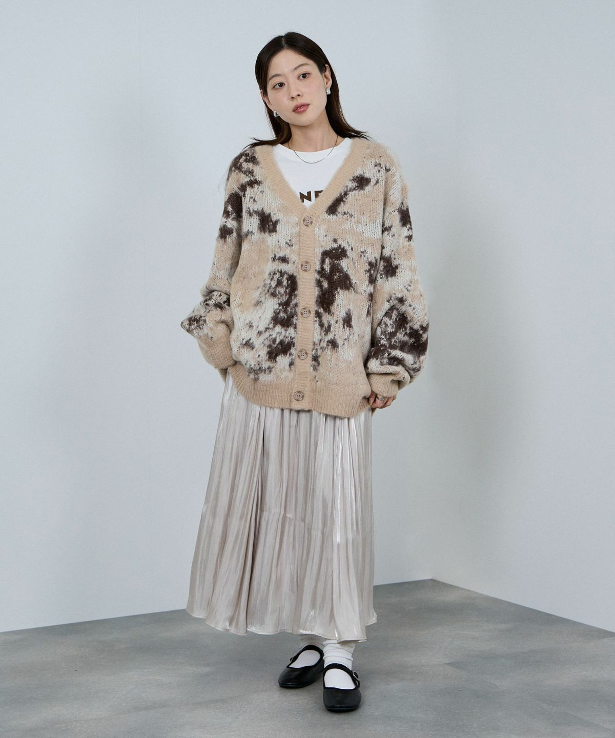 nAvy モヘアタッチマーブルカーディガン レディース