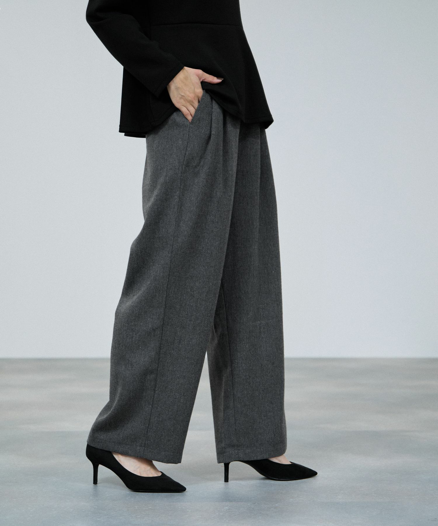 milli de l'air オーセンティックツイードタックパンツ レディース