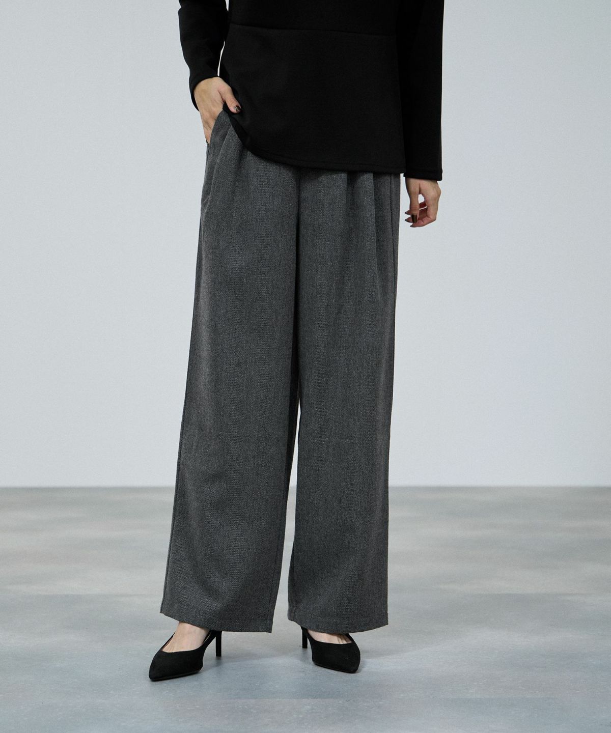 milli de l'air オーセンティックツイードタックパンツ レディース