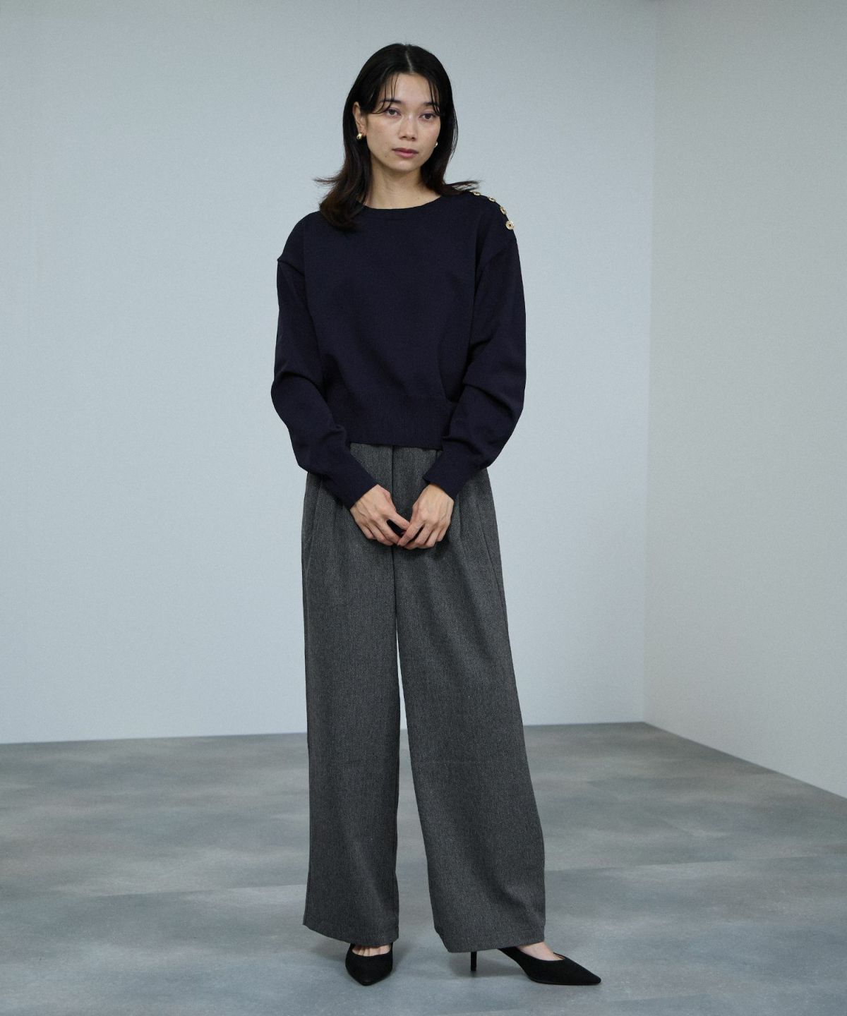 milli de l'air オーセンティックツイードタックパンツ レディース