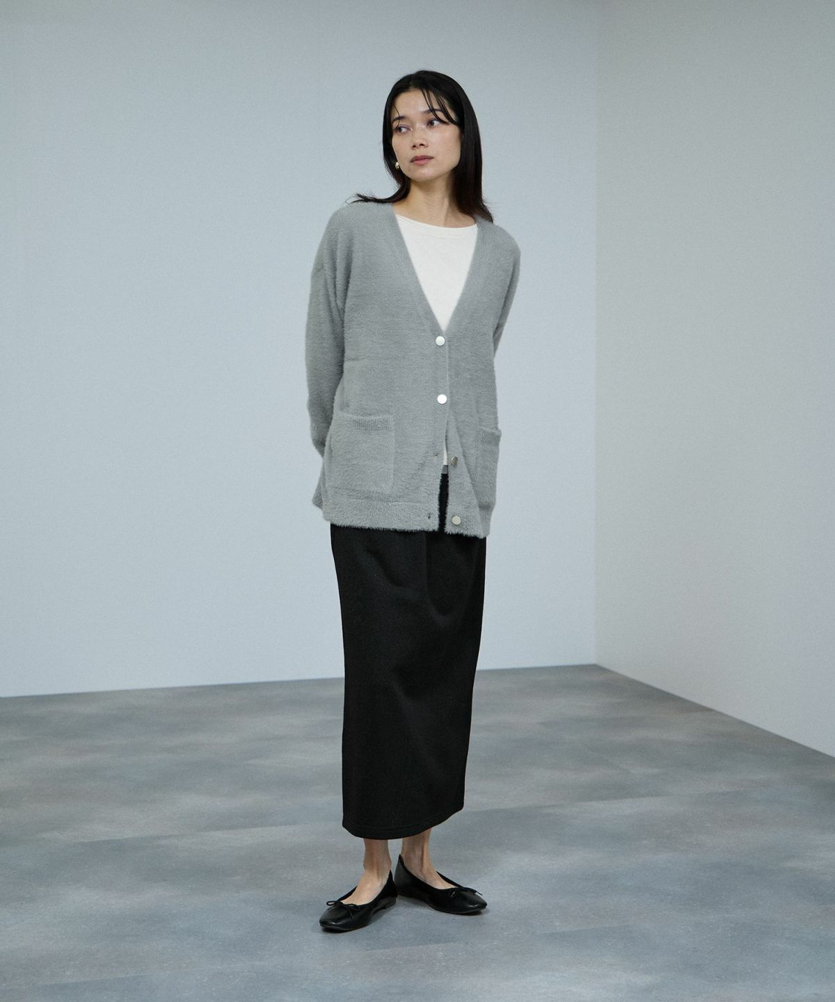 milli de l'air ラメ裏毛Iラインスカート レディース