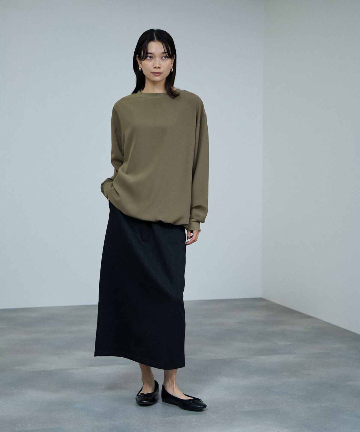 milli de l'air ラメ裏毛Iラインスカート レディース