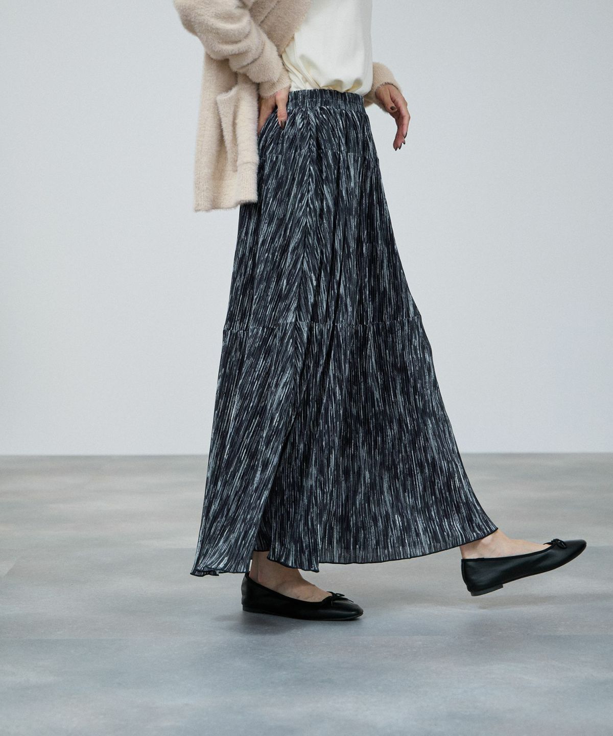 milli de l'air ニュアンス柄プリーツフレアスカート レディース