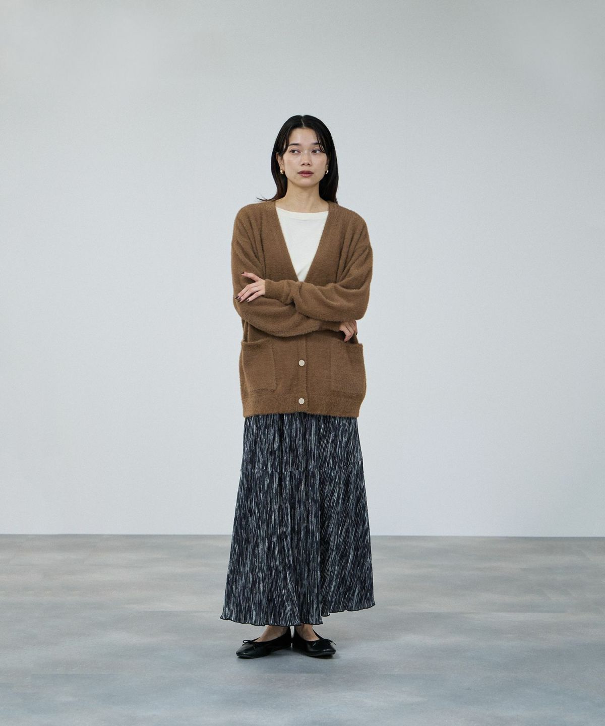 milli de l'air ニュアンス柄プリーツフレアスカート レディース