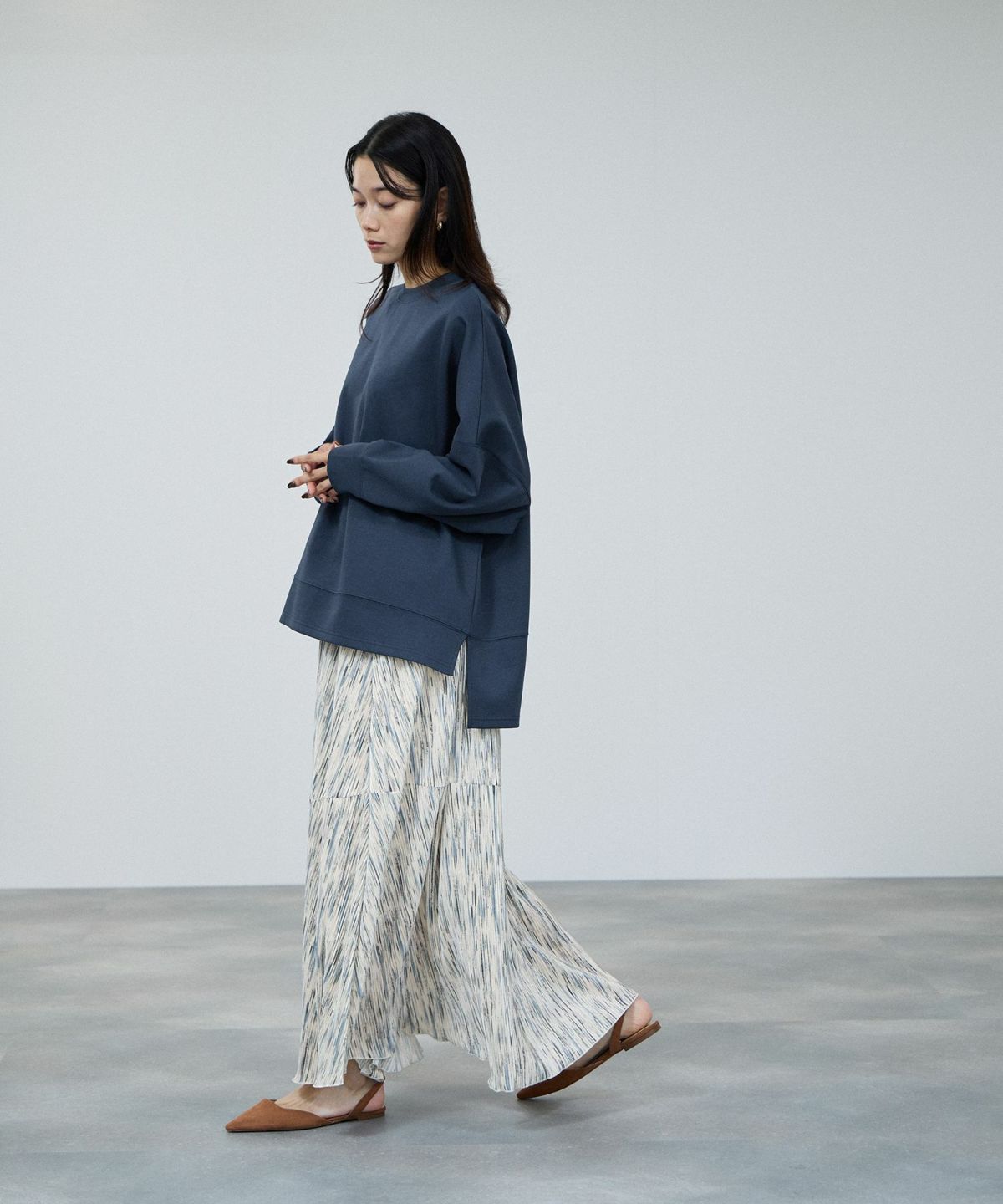 milli de l'air ニュアンス柄プリーツフレアスカート レディース