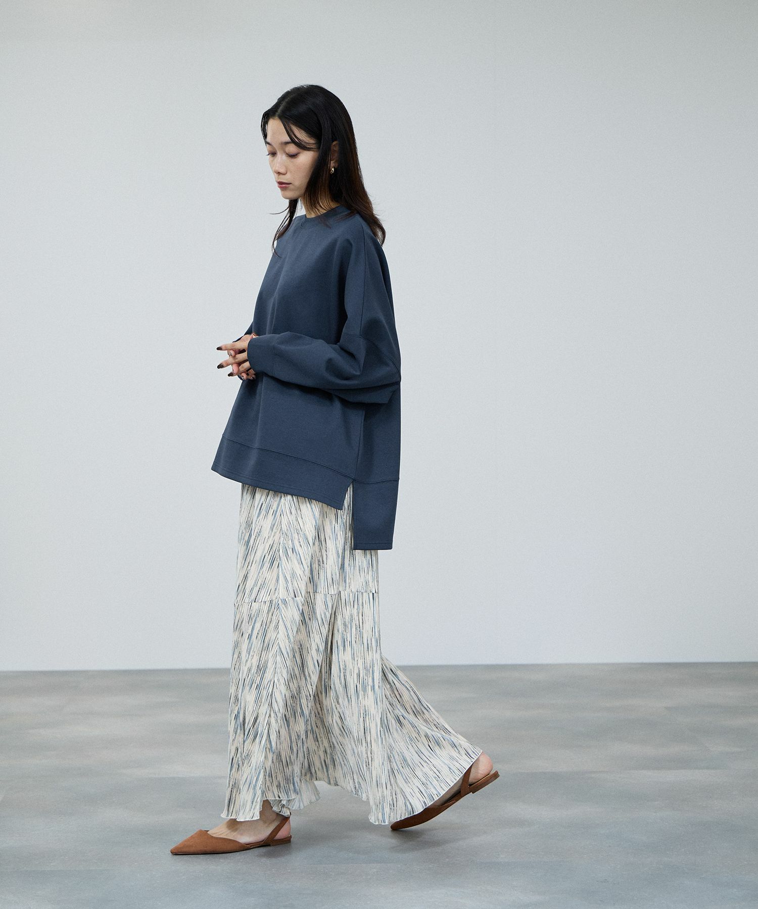 milli de l'air ニュアンス柄プリーツフレアスカート レディース