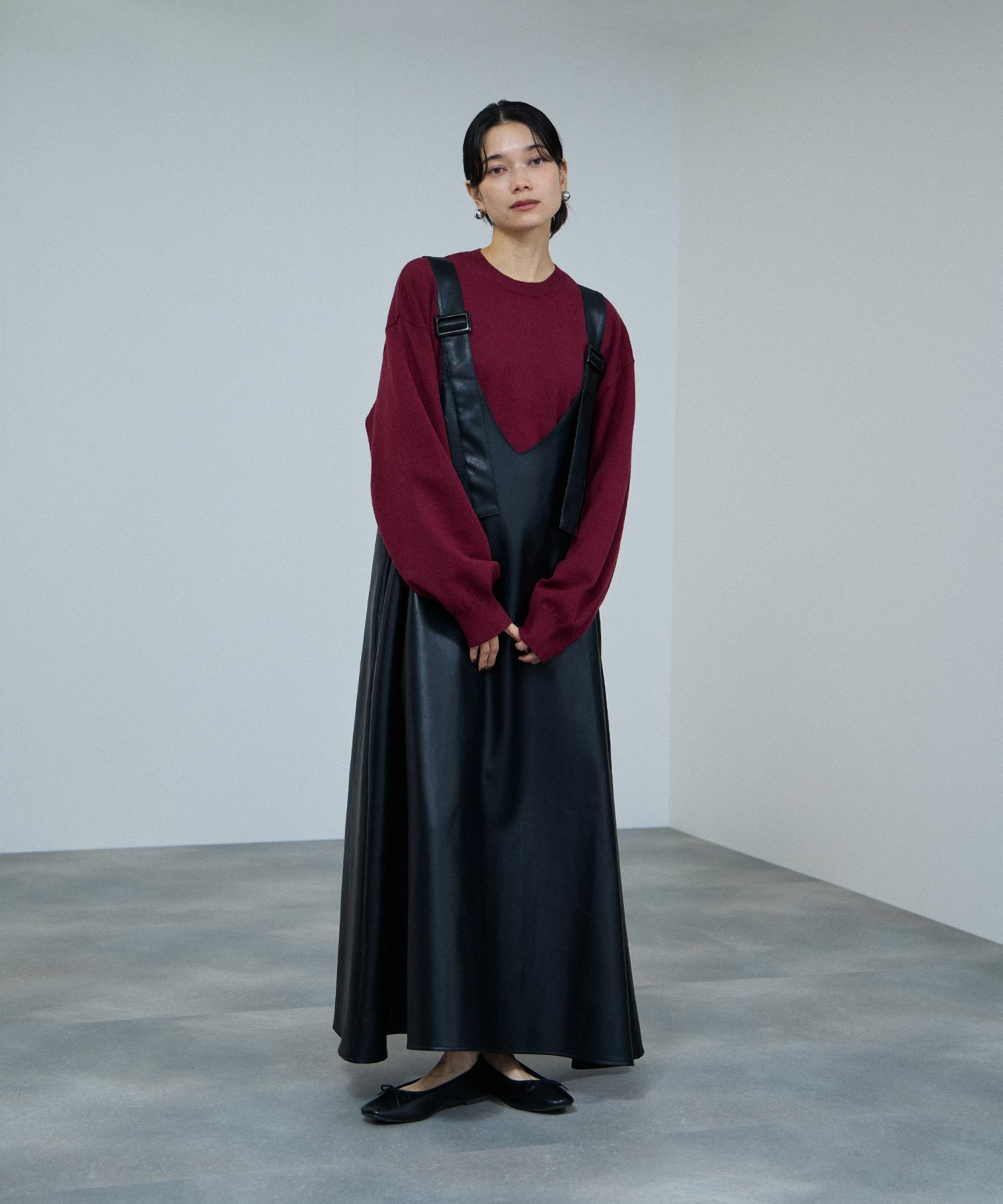 milli de l'air ソフト合皮ジャンパースカート レディース