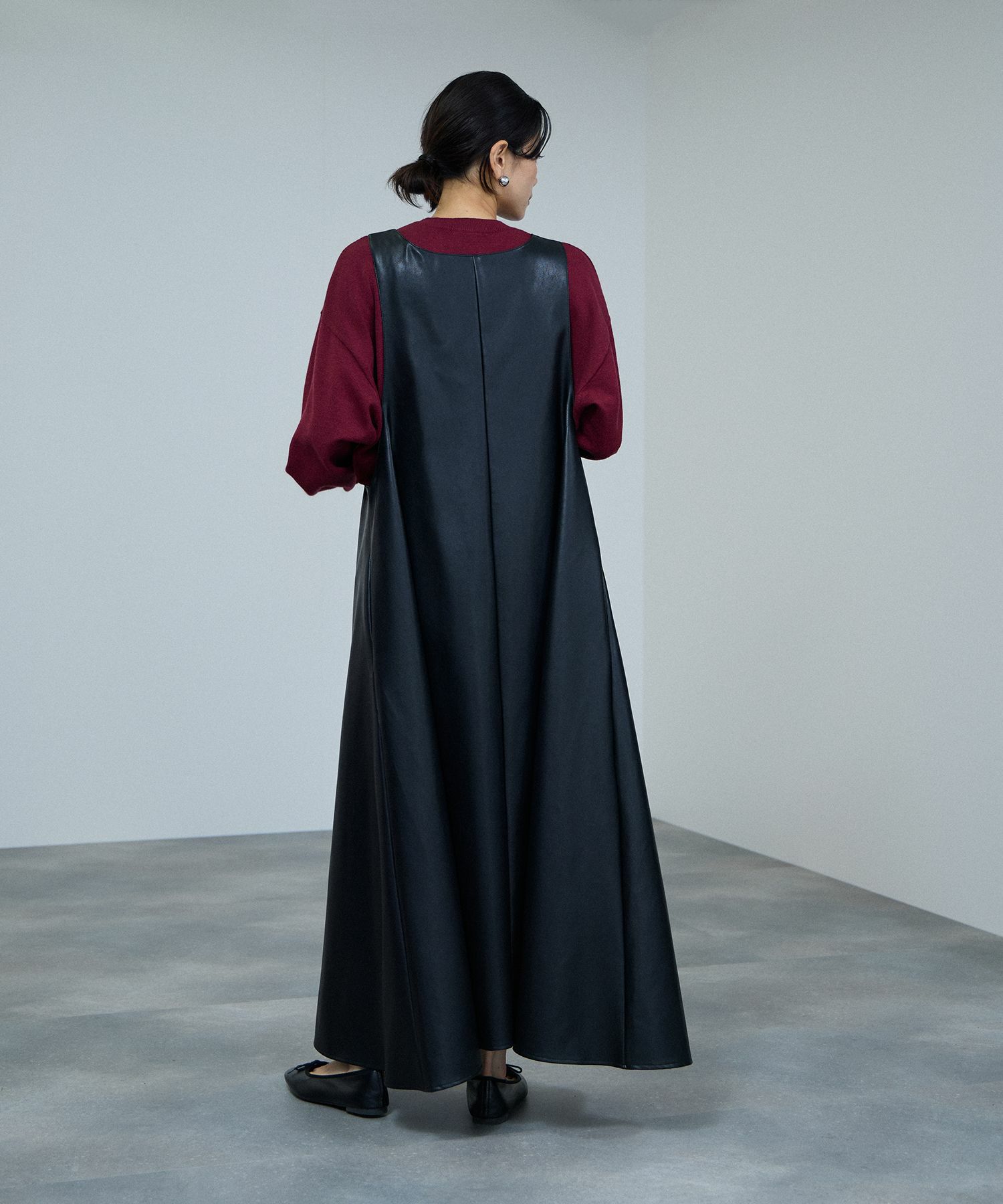 milli de l'air ソフト合皮ジャンパースカート レディース