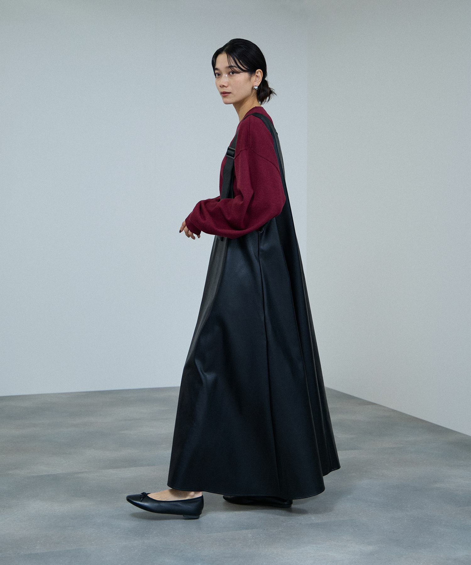 milli de l'air ソフト合皮ジャンパースカート レディース