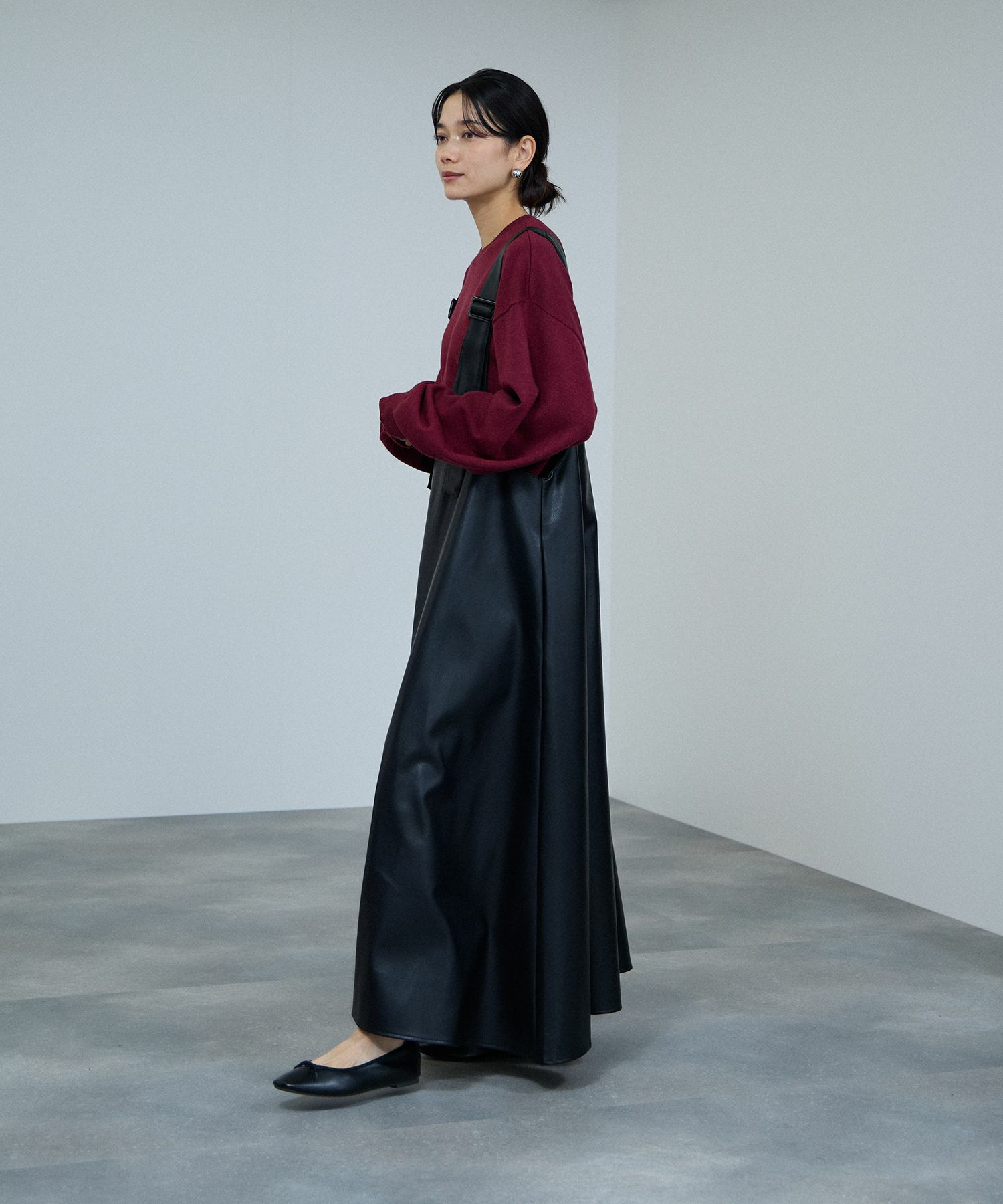 milli de l'air ソフト合皮ジャンパースカート レディース