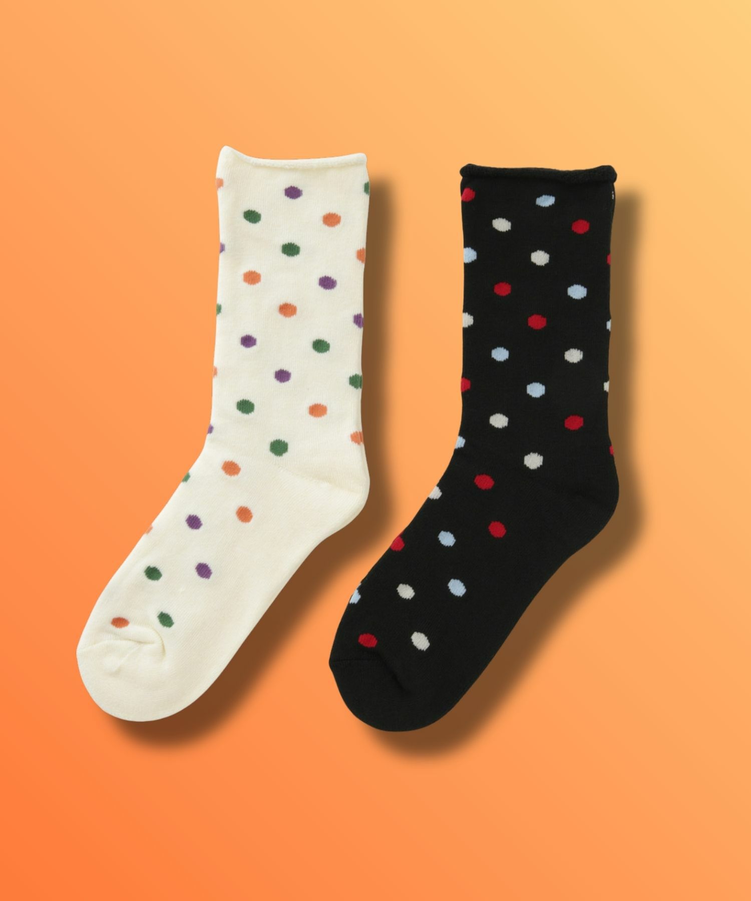 nAvy  MAC HEAT クルーソックス マルチドット 2足組 レディース商品画像-1