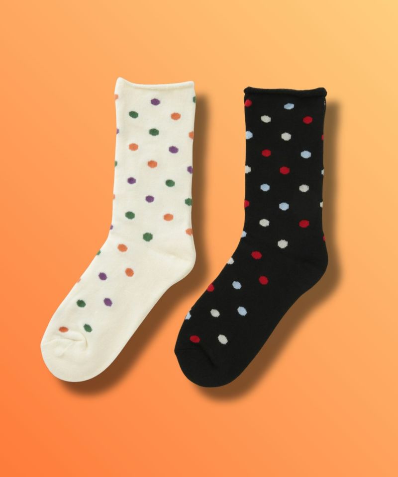 [値下げ]nAvy  MAC HEAT クルーソックス マルチドット 2足組 レディース商品画像-1