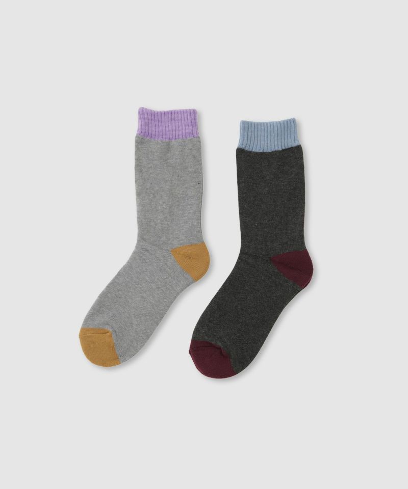 nAvy  MAC HEAT クルーソックス 切替 2足組 レディース商品画像-1