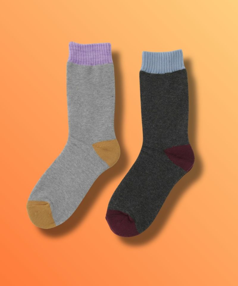 nAvy  MAC HEAT クルーソックス 切替 2足組 レディース商品画像-1