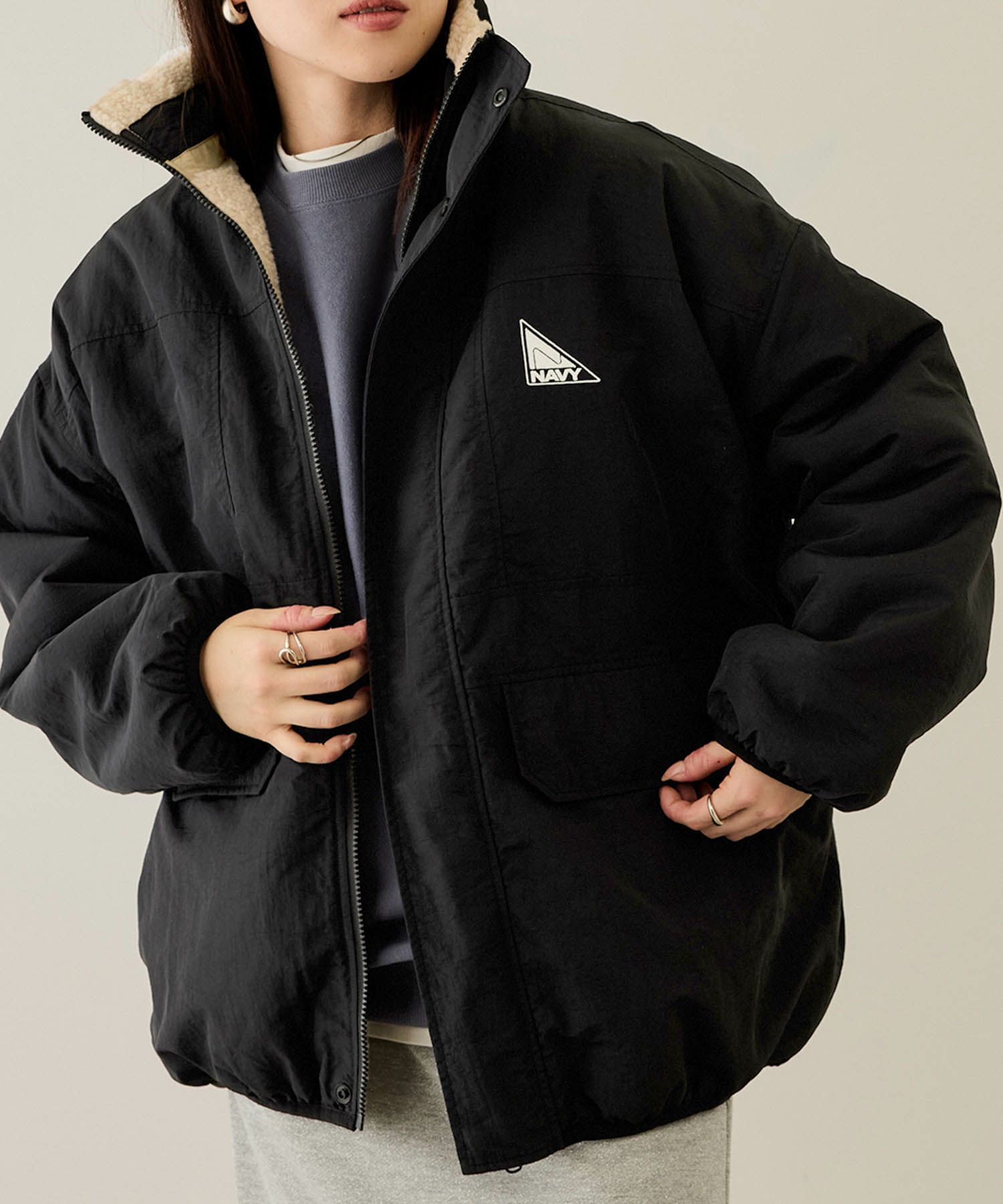 NAVY 裏ボアリバーシブルブルゾン レディース