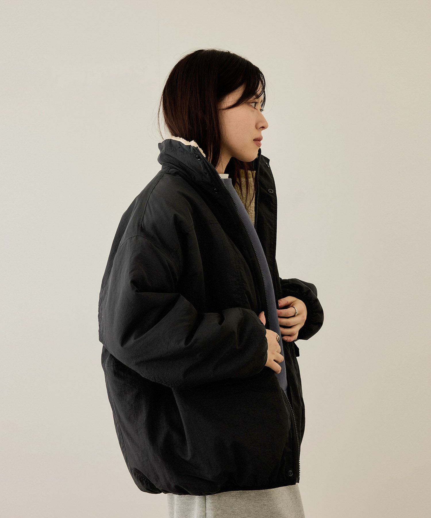 NAVY 裏ボアリバーシブルブルゾン レディース