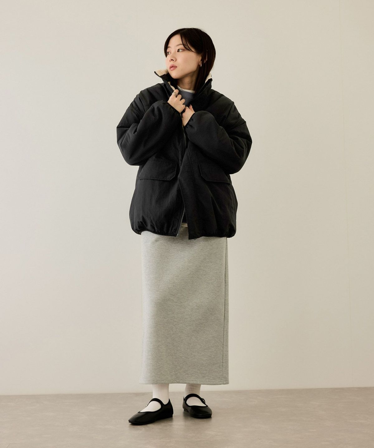 NAVY 裏ボアリバーシブルブルゾン レディース