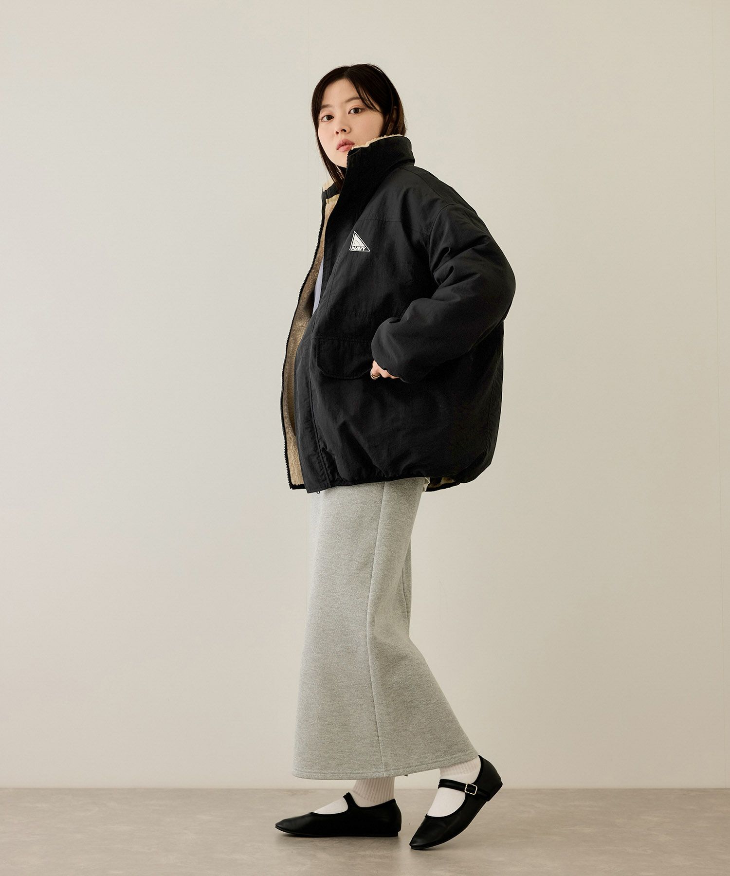 NAVY 裏ボアリバーシブルブルゾン レディース