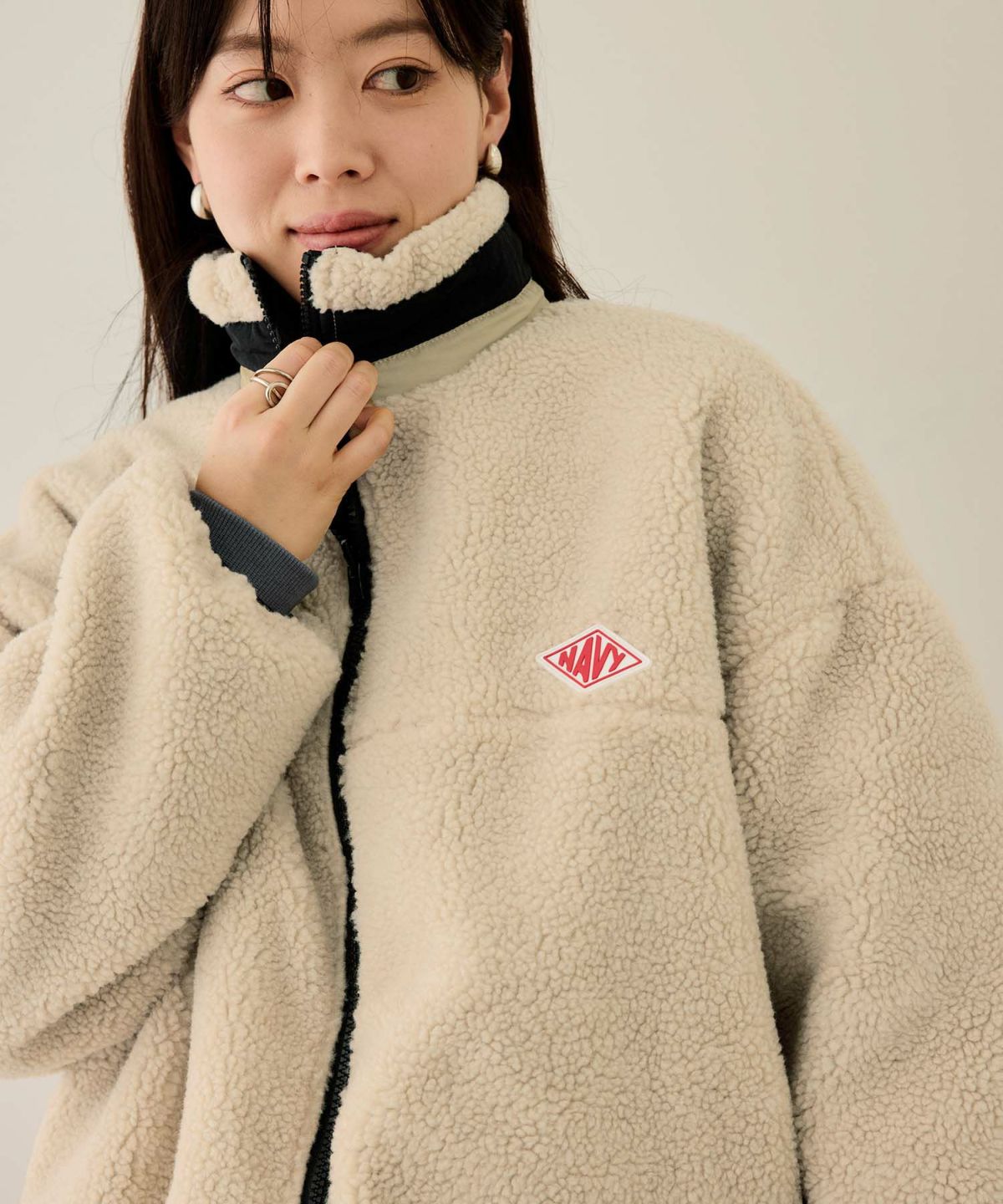 NAVY 裏ボアリバーシブルブルゾン レディース