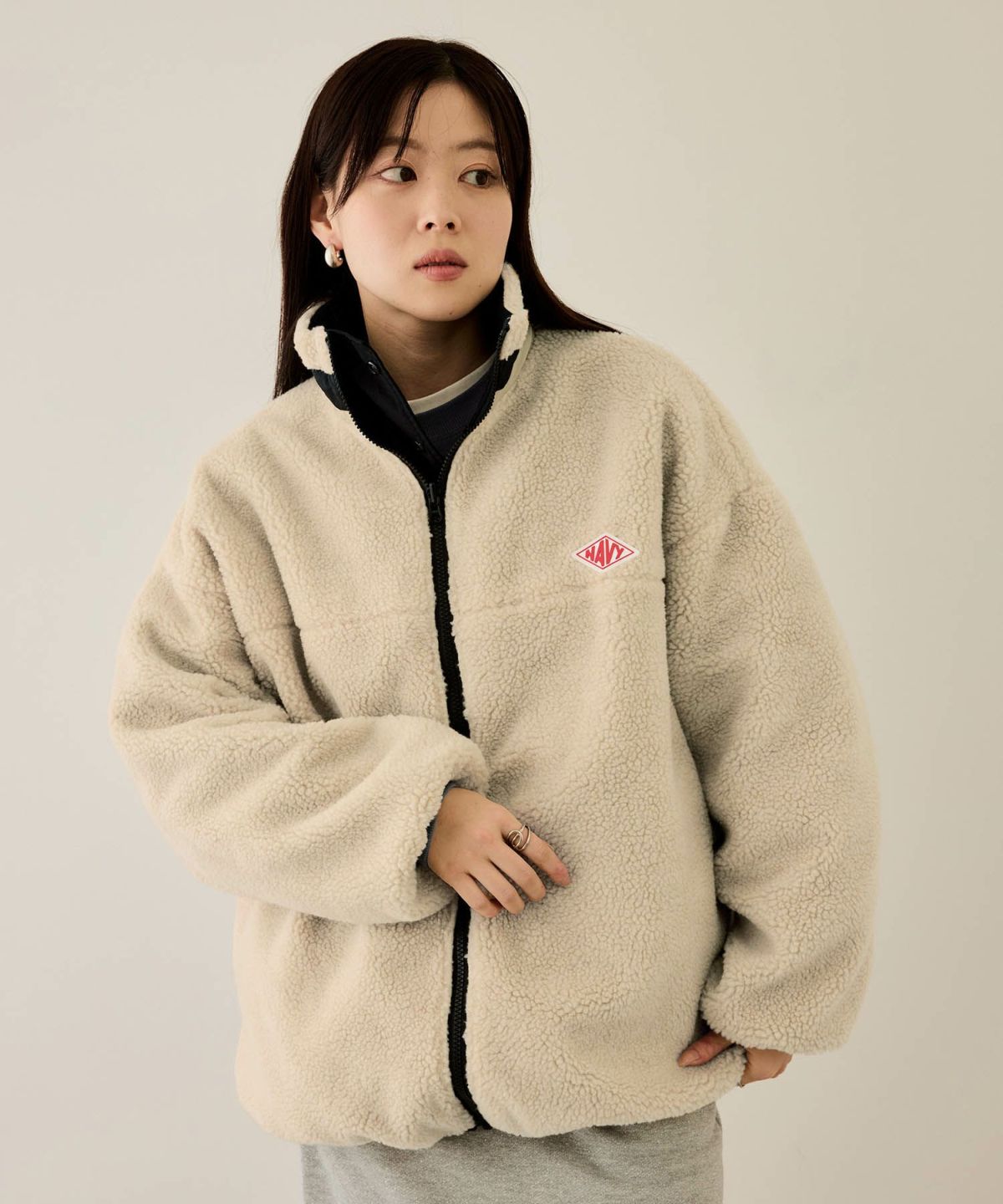 NAVY 裏ボアリバーシブルブルゾン レディース