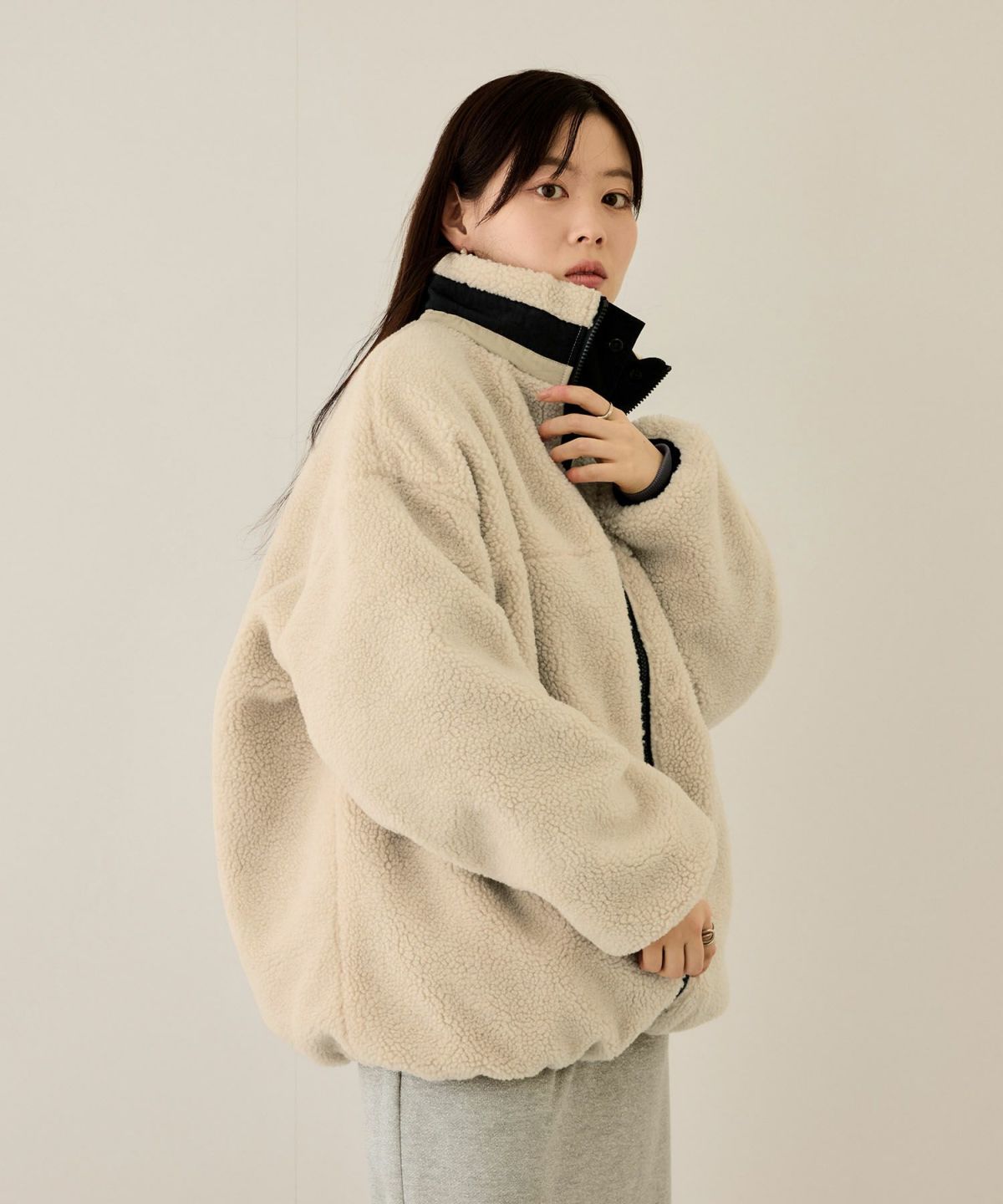 NAVY 裏ボアリバーシブルブルゾン レディース