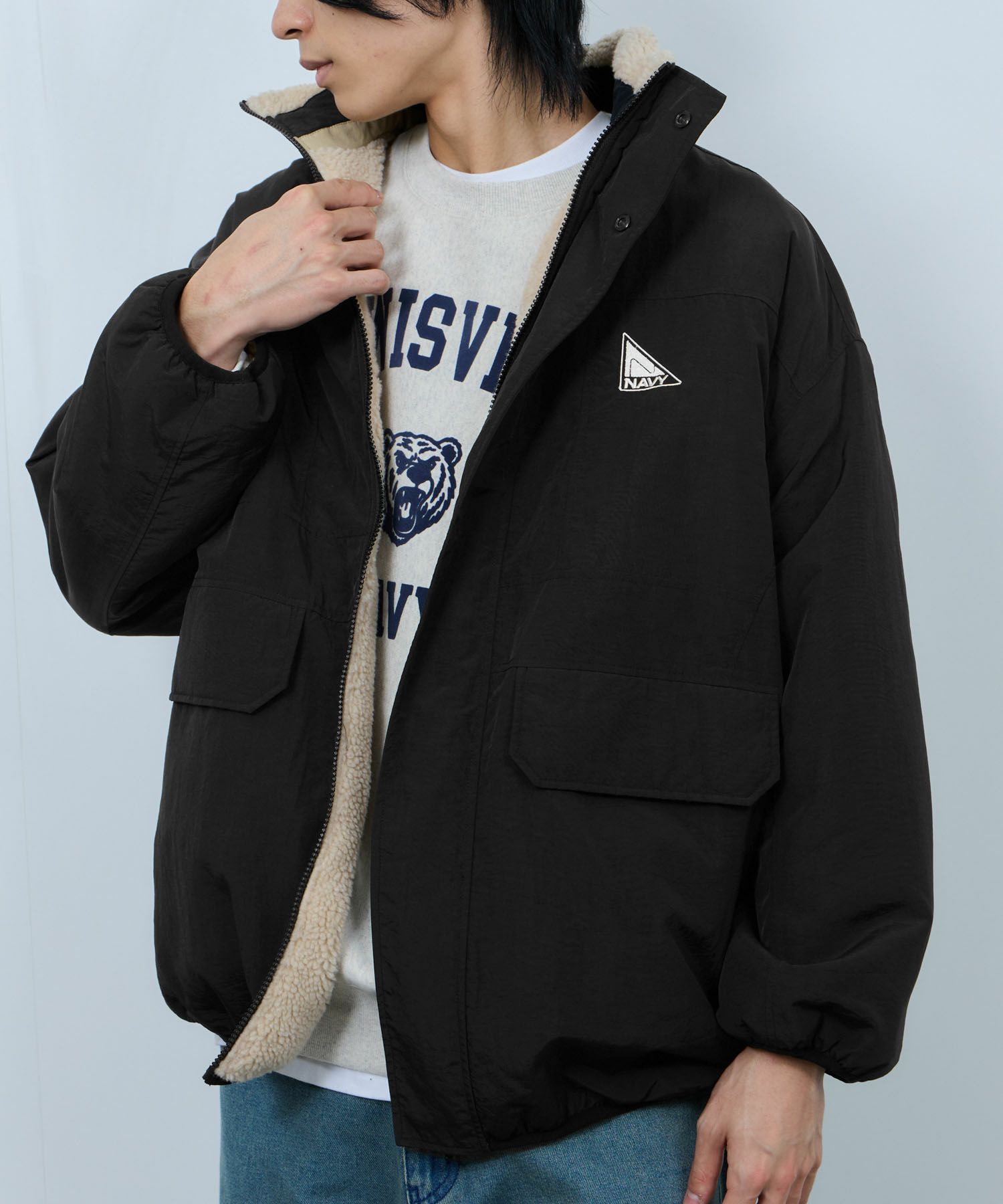 [最終さらに50%OFF]NAVY  裏ボアリバーシブルブルゾン レディース商品サムネイル-16
