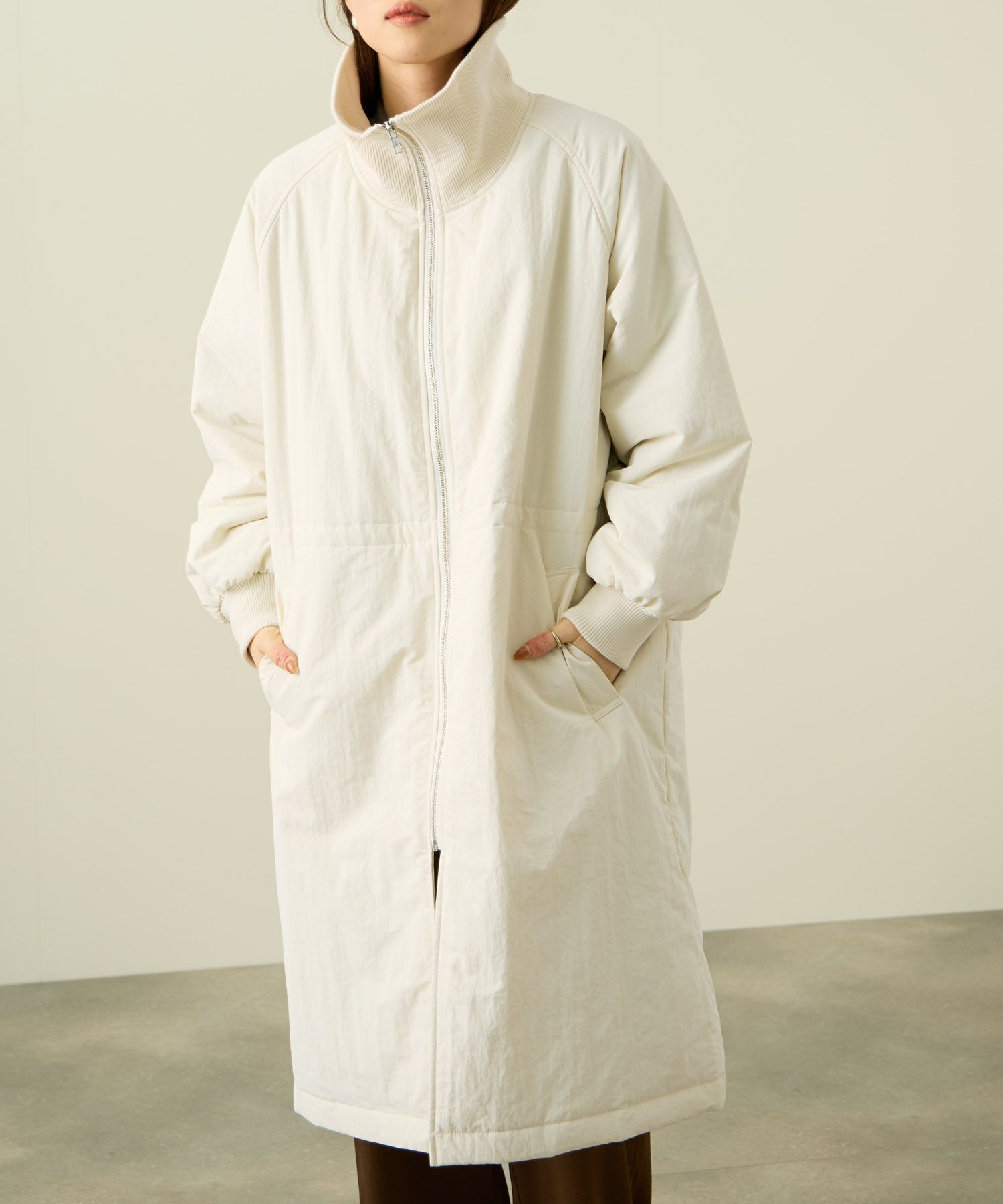 [最終さらに50%OFF]NAVY  中綿リブ襟コート レディース商品サムネイル-4