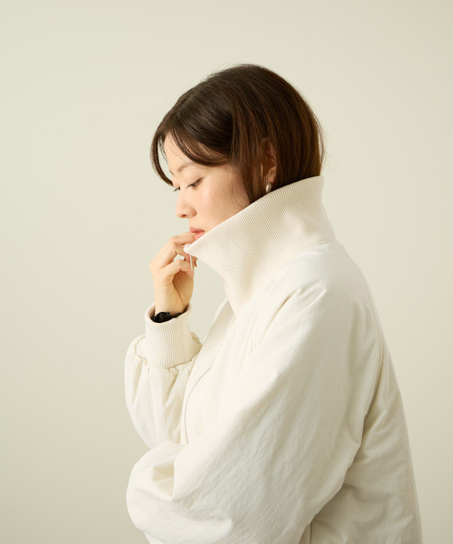 [最終さらに50%OFF]NAVY  中綿リブ襟コート レディース商品画像-6