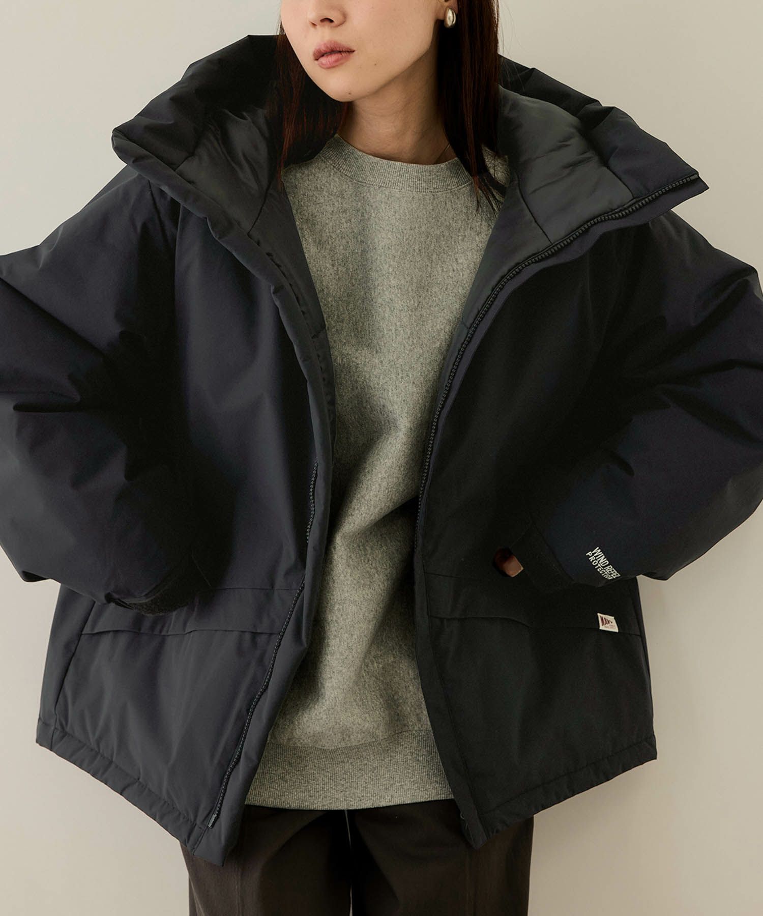 NAVY 中綿モンスターパーカーブルゾン レディース