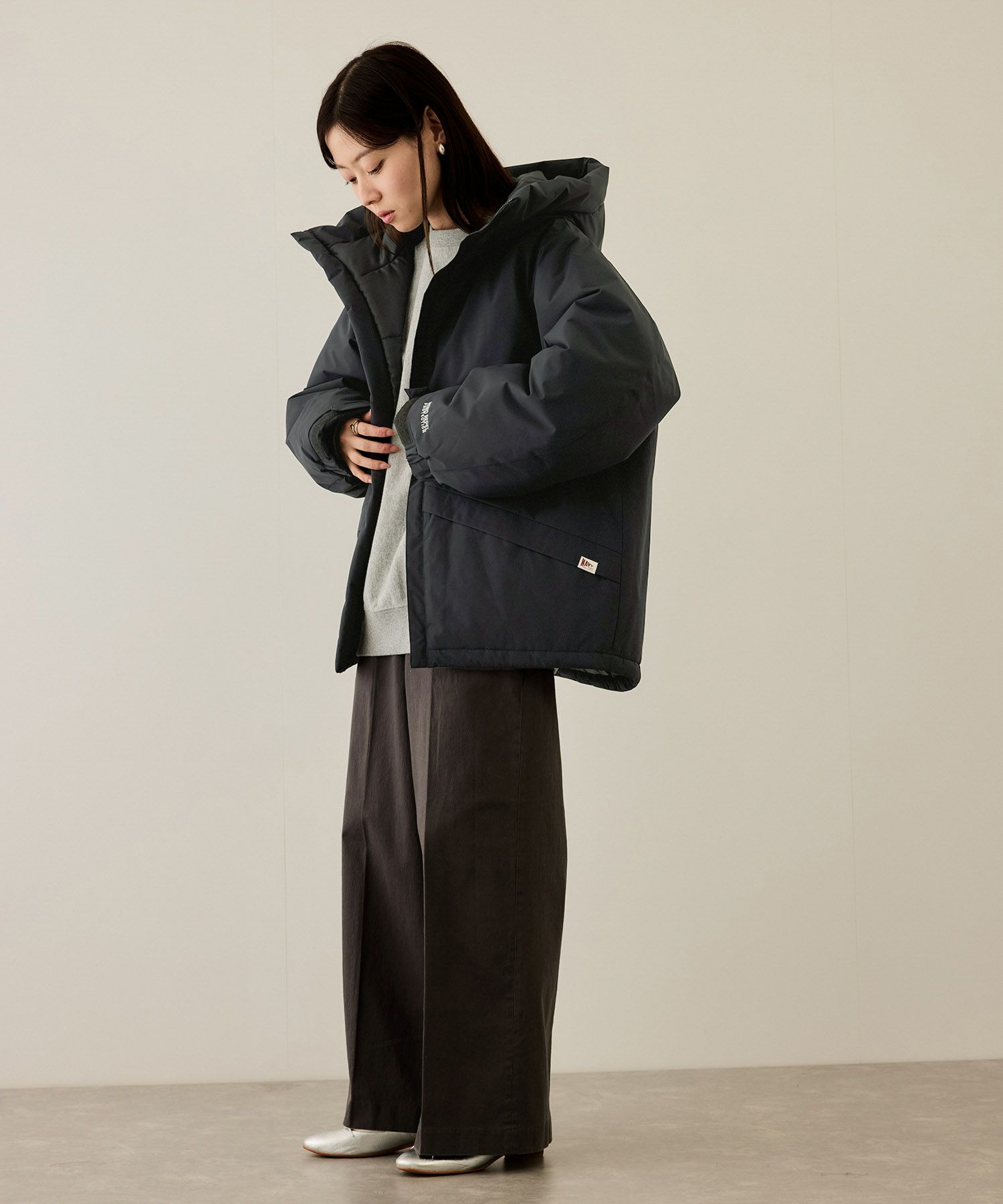 NAVY 中綿モンスターパーカーブルゾン レディース