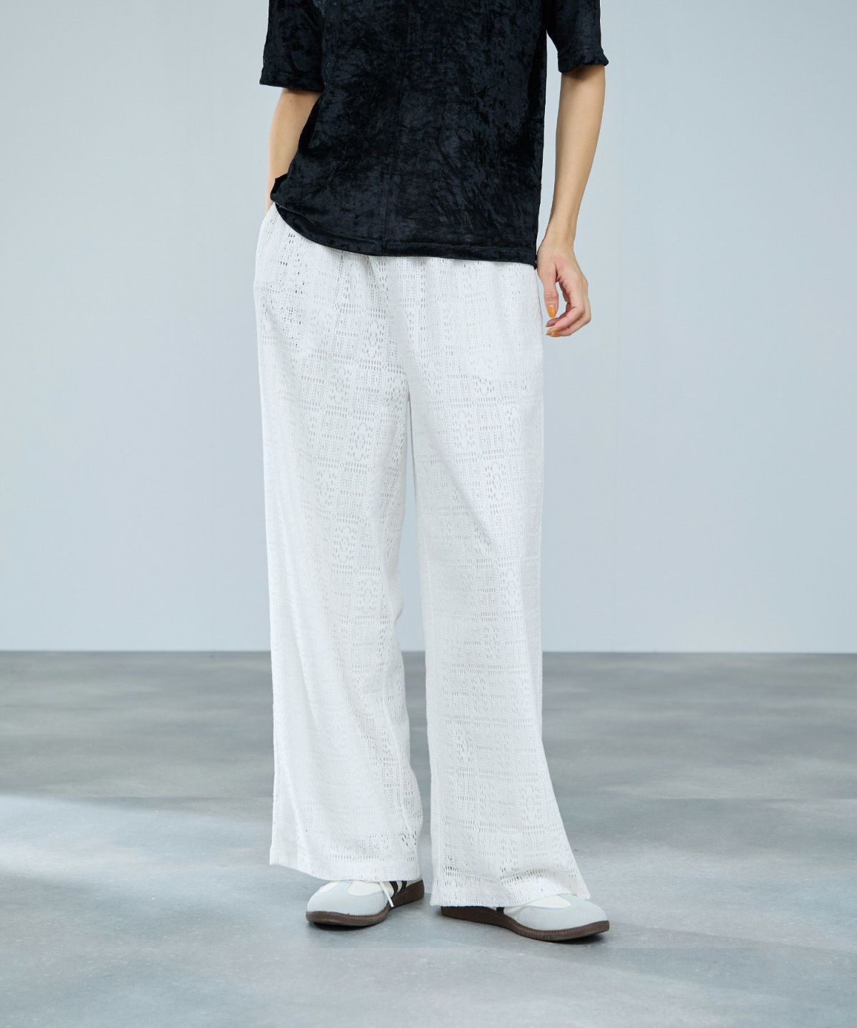 milli de l'air パッチワーク調レーシーパンツ レディース