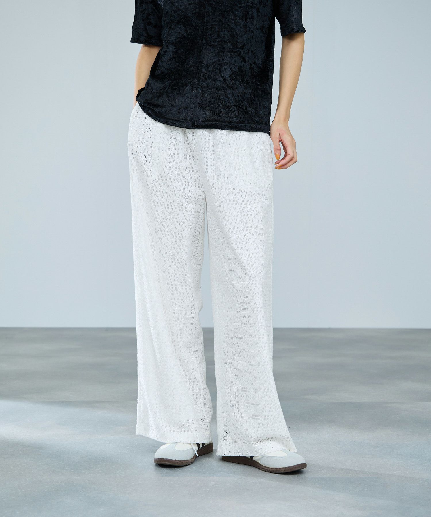 milli de l'air パッチワーク調レーシーパンツ レディース