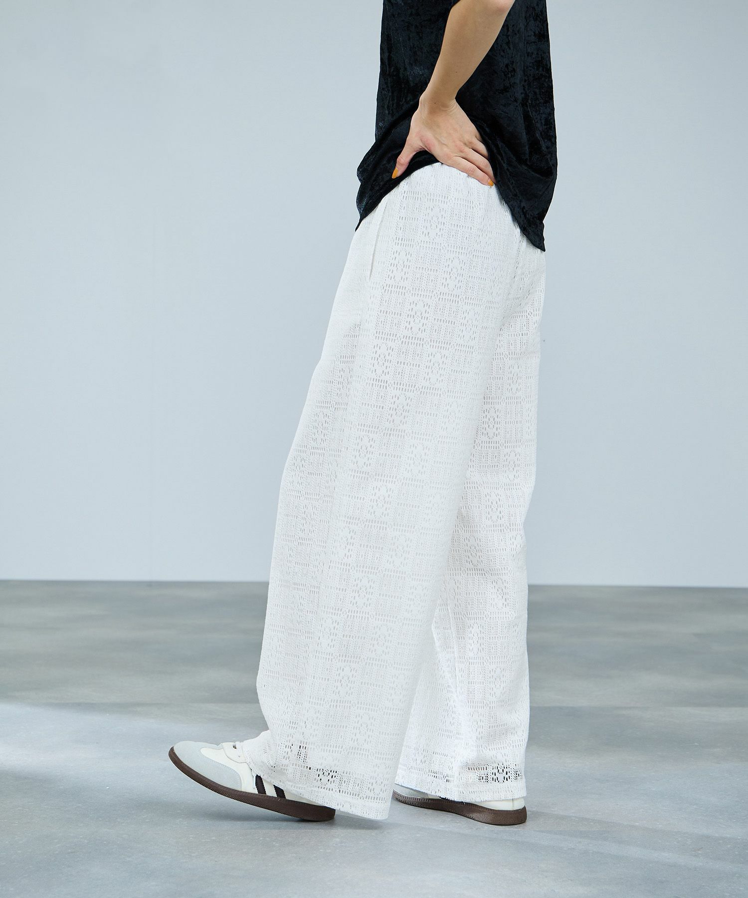 milli de l'air パッチワーク調レーシーパンツ レディース