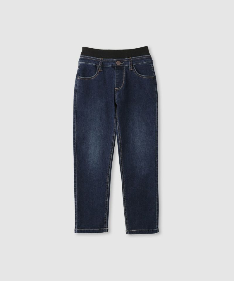 NAVY  のびるモン ストレッチデニムストレートパンツ ウエストリブパンツ キッズ商品画像-2