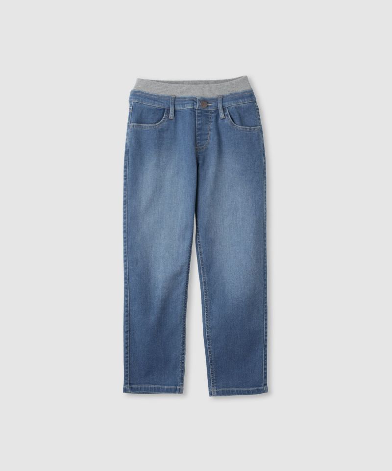 NAVY  のびるモン ストレッチデニムストレートパンツ ウエストリブパンツ キッズ商品画像-3