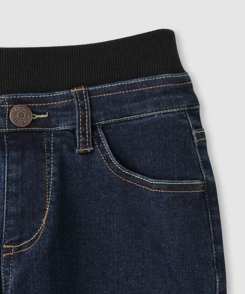NAVY  のびるモン ストレッチデニムストレートパンツ ウエストリブパンツ キッズ商品画像-6