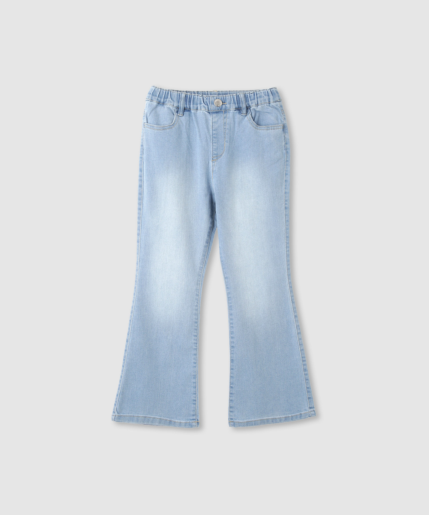 NAVY  のびるモン ストレッチデニムフレアパンツ ウエストギャザーパンツ キッズ商品サムネイル-1