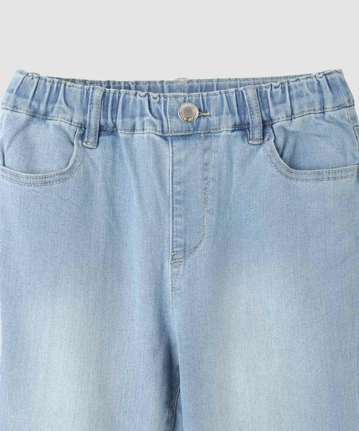 NAVY のびるモン ストレッチデニムフレアパンツ ウエストギャザーパンツ キッズ